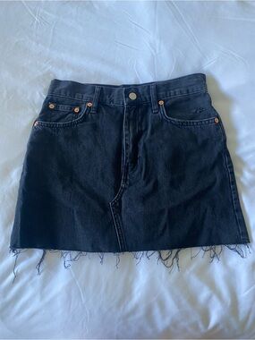 Mango Black Denim Mini Skirt
